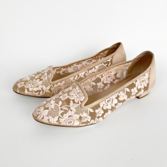 Ron White Helene Embroidered Lace Flats Vintage Inspired Retro Wedding Bridal - Picture 5 of 9